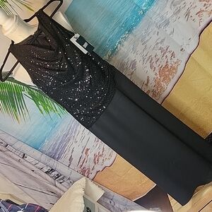 DNKY Black Sequin Halter Dress Size 2 As Is